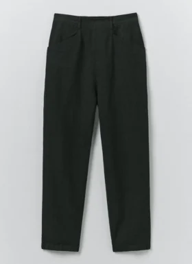 Alix-Hose aus Baumwoll-Leinen mit Mikro-Hahnentrittmuster