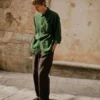 Arlo Überfärbte gestreifte Baumwoll-Leinen-Jacke Arlo Überfärbte gestreifte Baumwoll-Leinen-Jacke
