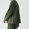 Arlo Überfärbte gestreifte Baumwoll-Leinen-Jacke Arlo Überfärbte gestreifte Baumwoll-Leinen-Jacke