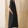 Baumwoll-Jersey-Kleid mit V-Ausschnitt