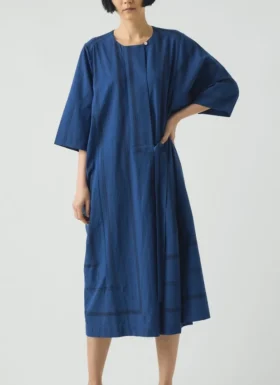 Baumwoll-Kleid mit Streifen im Geschirrtuch-Look