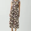 Baumwoll-Popeline-Kleid mit Feigenprint