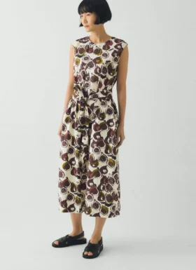 Baumwoll-Popeline-Kleid mit Feigenprint