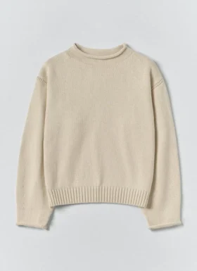 Baumwoll-Pullover mit hohem Kragen