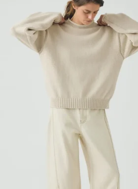 Baumwoll-Pullover mit hohem Kragen