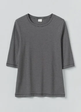 Baumwoll-T-Shirt mit Streifen und halben Ärmeln