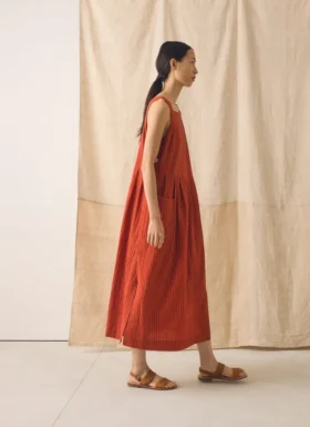 Baumwoll-Trägerkleid mit Streifenmuster