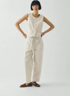 Baumwoll-Twill-Hose mit Gürtel