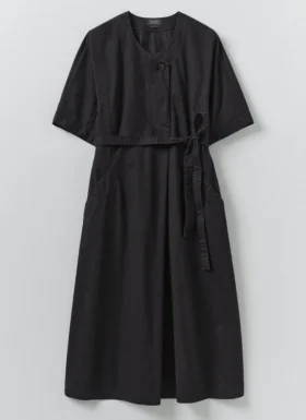 Baumwoll-Twill-Kleid mit Bindegürtel