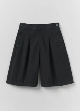 Baumwoll-Twill-Shorts mit Falten vorne