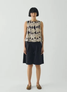 Baumwoll-Twill-Shorts mit Falten vorne