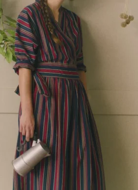 Baumwoll-Wickel-Kleid „Pantry Stripe“