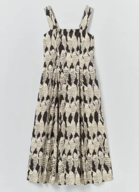 Baumwollpopeline-Kleid mit Fischmuster