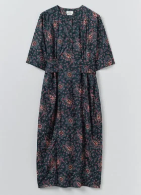 Baumwollpopeline-Kleid mit provenzalischem Paisley-Print
