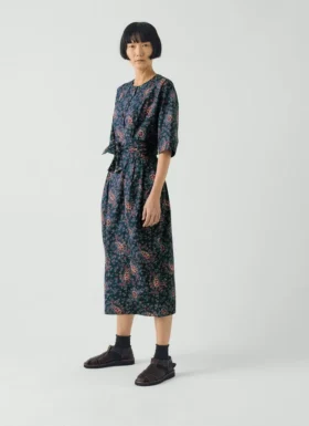 Baumwollpopeline-Kleid mit provenzalischem Paisley-Print