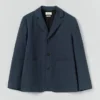 Blazer aus Baumwoll-Leinen-Mischung mit Laufstichmuster