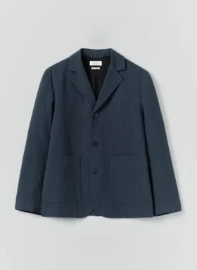 Blazer aus Baumwoll-Leinen-Mischung mit Laufstichmuster