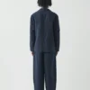 Blazer aus Baumwoll-Leinen-Mischung mit Laufstichmuster