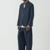 Blazer aus Baumwoll-Leinen-Mischung mit Laufstichmuster