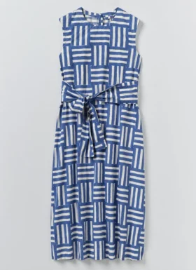Blockdruck-Patchwork-Streifen-Kleid