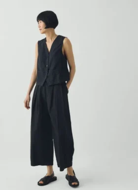 Carys Baumwoll-Leinen-Canvas-Hose mit weitem Bein
