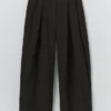 Carys Check Baumwoll-Woll-Hose mit weitem Bein