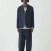 Blazer aus Baumwoll-Leinen-Mischung mit Laufstichmuster
