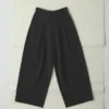 Corinne Hose aus Wolle und Baumwolle mit Fischgrätenmuster und weitem Bein