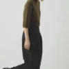 Corinne Hose aus Wolle und Baumwolle mit Fischgrätenmuster und weitem Bein