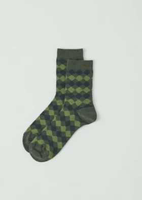 Diamant-Jacquard-Wollsocken