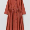 Durchgeknöpftes Kleid aus Baumwoll-Leinen-Popeline