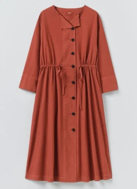Durchgeknöpftes Kleid aus Baumwoll-Leinen-Popeline