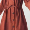 Durchgeknöpftes Kleid aus Baumwoll-Leinen-Popeline