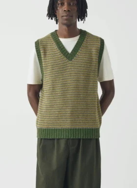 Feinstreifiges Tanktop aus Wolle und Baumwolle Feinstreifiges Tanktop aus Wolle und Baumwolle