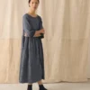 Freya-Kleid aus geknitterter Baumwolle