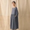 Freya-Kleid aus geknitterter Baumwolle