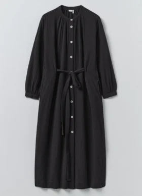 Gerafftes Kleid aus geknitterter Baumwollgaze