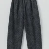 Gestreifte Leinen-Baumwoll-Hose mit ausgestellten Beinen Gestreifte Leinen-Baumwoll-Hose mit ausgestellten Beinen
