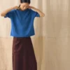 Gestricktes T-Shirt aus Baumwoll-Leinen