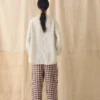 Gingham-Hose aus Leinen und Baumwolle mit aufgesetzten Taschen Gingham-Hose aus Leinen und Baumwolle mit aufgesetzten Taschen