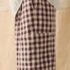 Gingham-Hose aus Leinen und Baumwolle mit aufgesetzten Taschen Gingham-Hose aus Leinen und Baumwolle mit aufgesetzten Taschen
