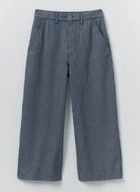 Hickory-Streifen-Denim-Hose mit weitem Bein