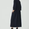 Indigo-Baumwoll-Twill-Shirt-Kleid