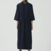 Indigo-Baumwoll-Twill-Shirt-Kleid