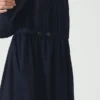 Indigo-Baumwoll-Twill-Shirt-Kleid