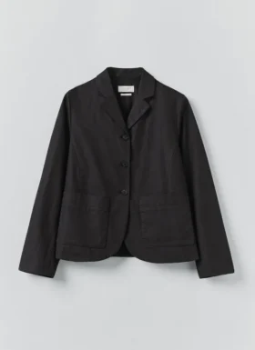 Jacke aus Baumwoll-Woll-Mischung mit Fischgrätenmuster