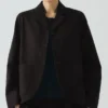 Jacke aus Baumwoll-Woll-Mischung mit Fischgrätenmuster Jacke aus Baumwoll-Woll-Mischung mit Fischgrätenmuster