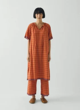 Kaftan aus Baumwolle mit Bistrot-Karomuster Kaftan aus Baumwolle mit Bistrot-Karomuster