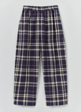 karierte leinen baumwoll hose mit ausgestellten beinen blau soya 1 280x385 - Karierte Leinen-Baumwoll-Hose mit ausgestellten Beinen | Blau/Soya