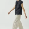 Kurzarmhemd aus melierter Baumwolle mit Shorts